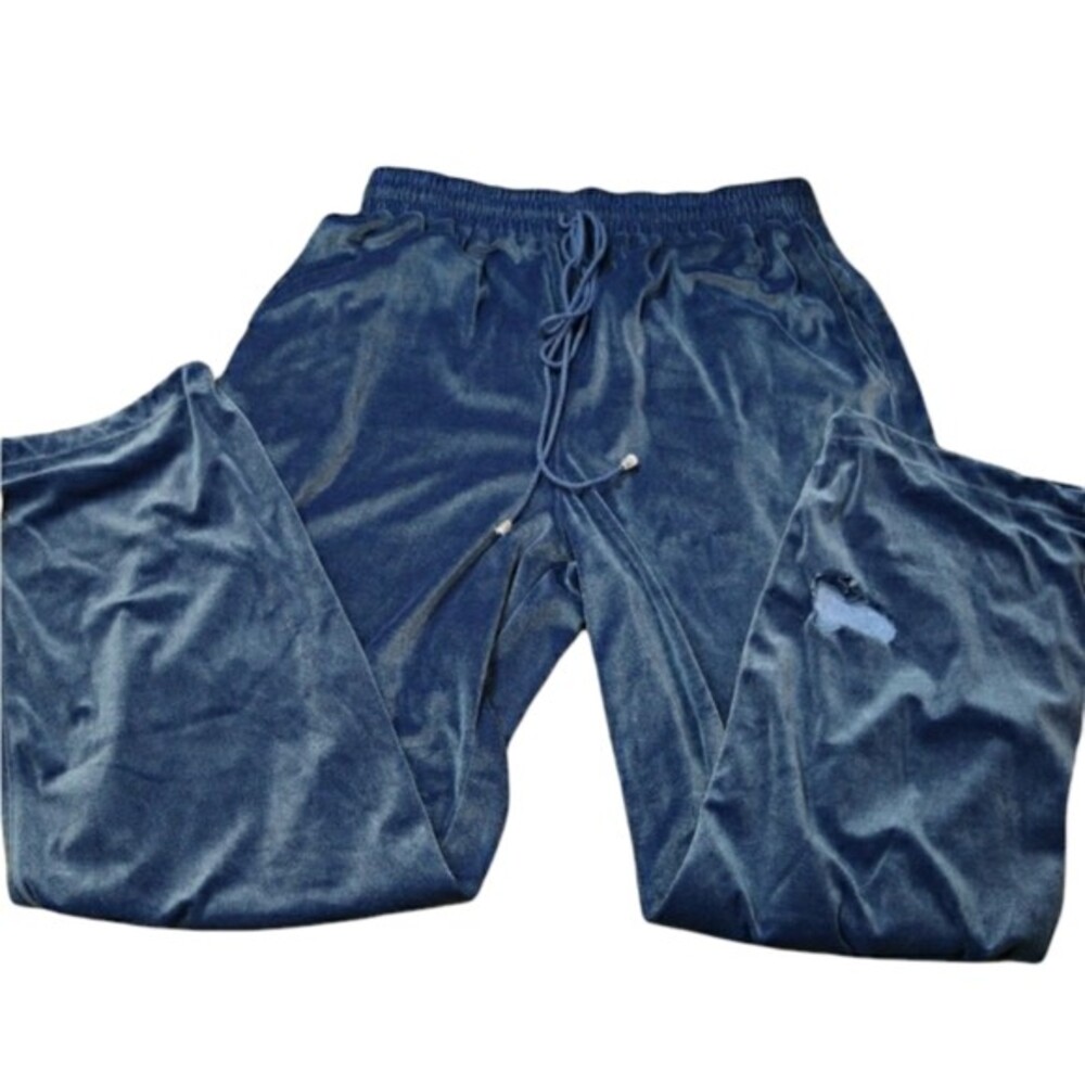 Jordan Vintage Blue Velour Jogger Pants 90s XXL Flawed Drawstring Waist